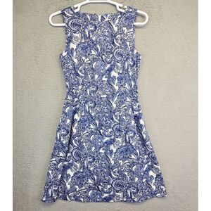 Anne Klein‎ Dress Womens 10 Blue Paisley Boho Chic Old Money Academia Preppy